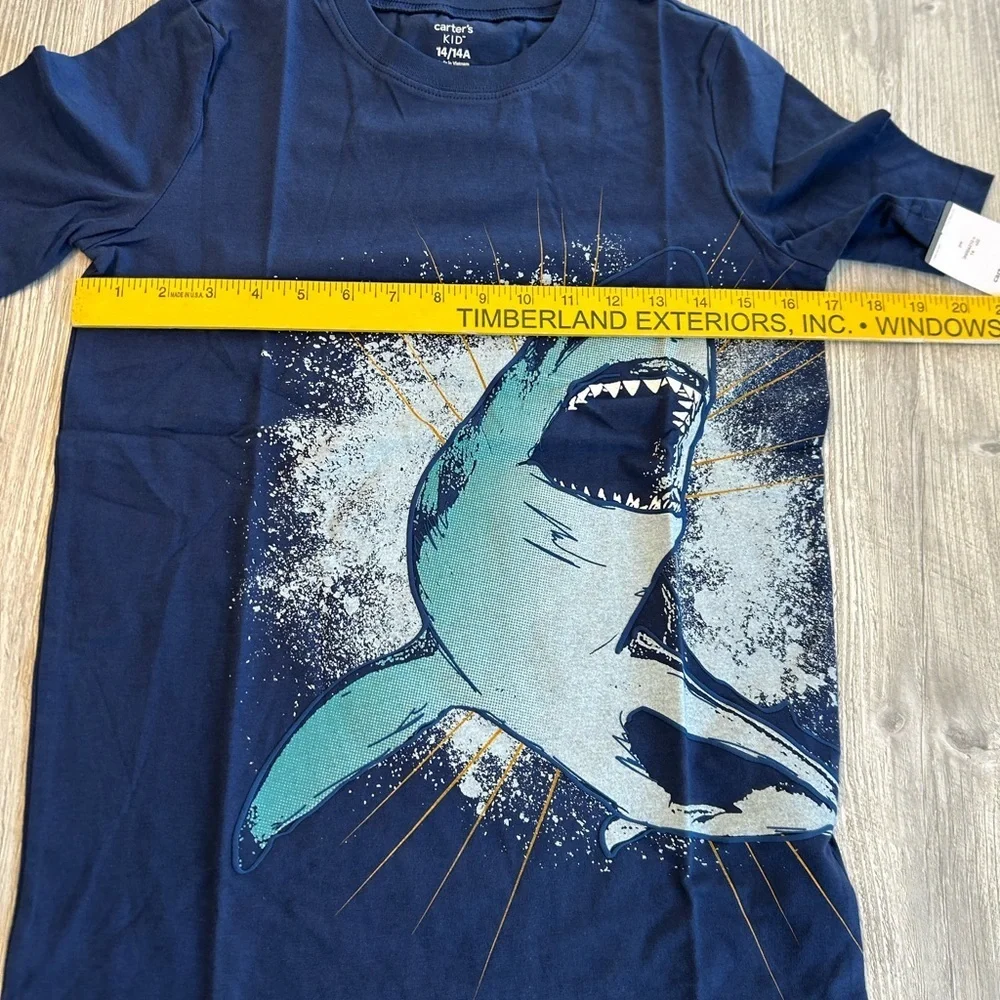 New with Tags Carter’s Kids Sharks Boys Graphic Tee T-shirt Blue Short Sleeve 14